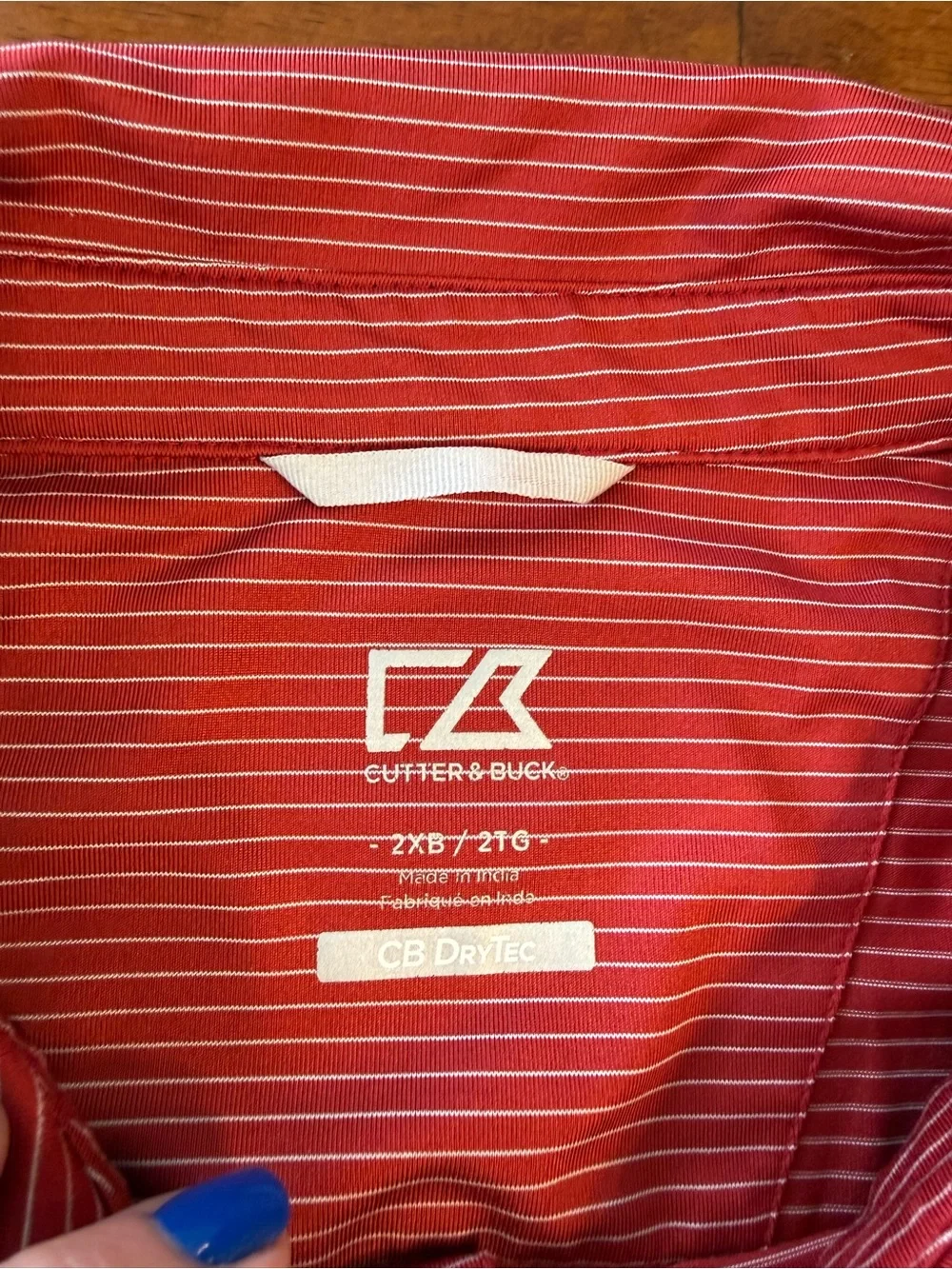 Cutter & Buck Men’s Big & Tall 2XB Red Striped CB DryTec Golf Polo Shirt